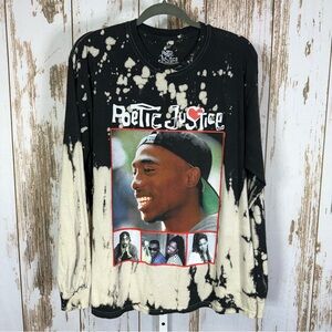 Poetic Justice, Black and Cream Graphic Long Sleeve Tee. Size M/L.